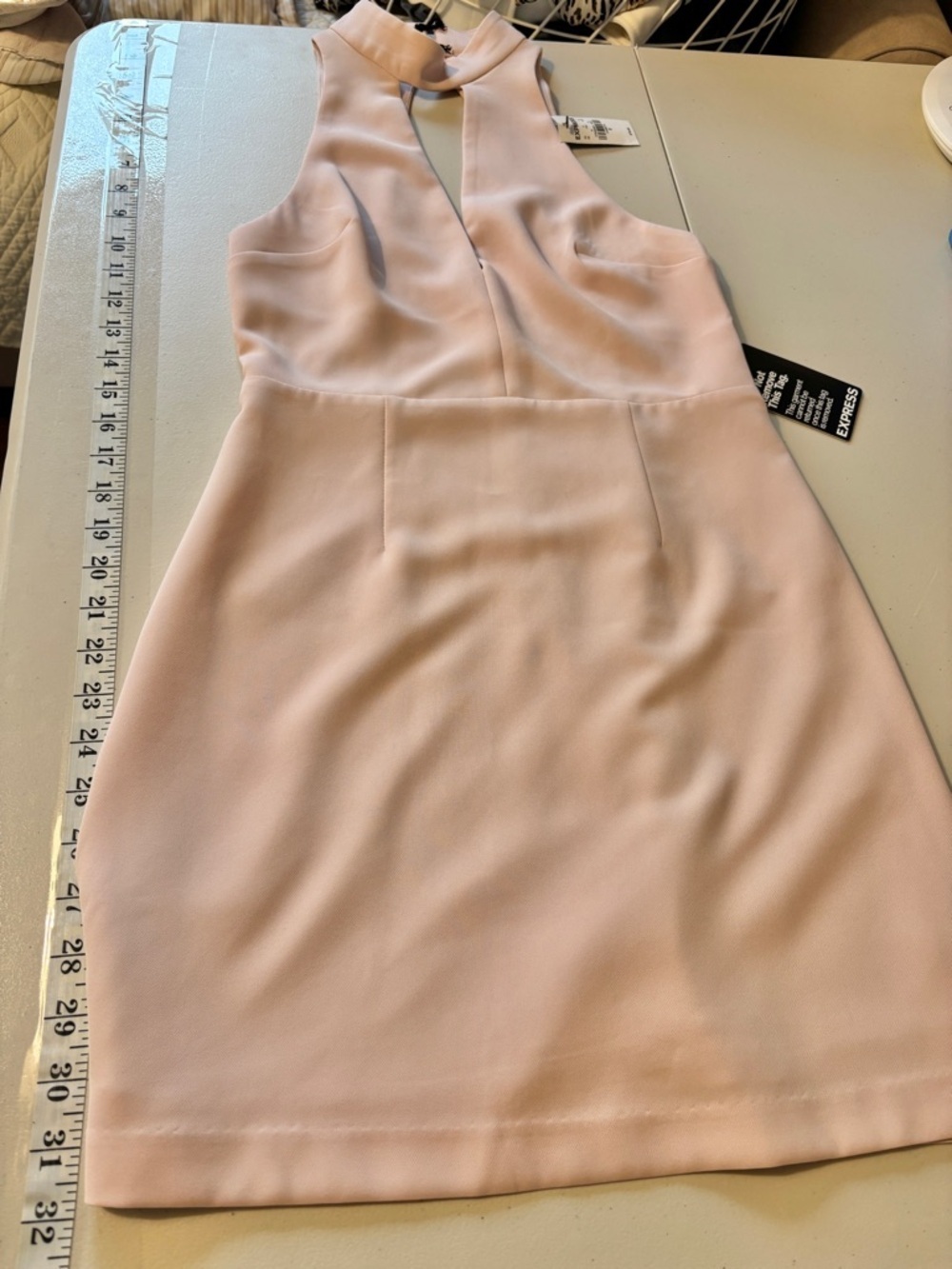 NWT Y2K Express Pink Halter Mini Dress Size 0 Lace Dainty Feminine Rush Sorority - Picture 11 of 11